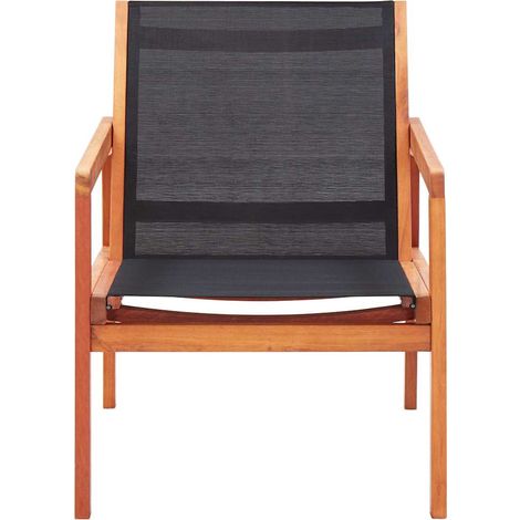 Chaise de jardin et de camping, Chaise de relaxation, Noir Bois d'eucalyptus solide et textilène OIB7435E (1/5)