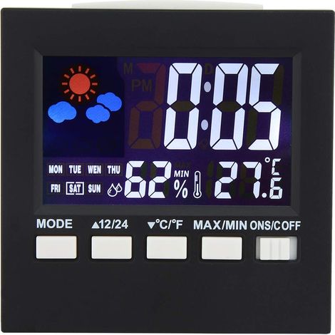 Murale Numérique, Calendrier Réveil LCD Avec Date Température Ambiante Jour Heure Auto Dimming HD Display Rappel Radiopilotée Maison Bureau Cuisine Gym âgées Enfants Accroche Ou Sur Pied Noir (1/5)