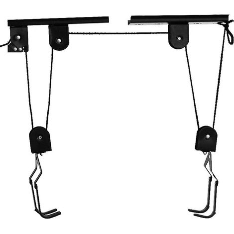 Support de rangement vélo plafond robuste, système de poulie levage vélo garage, charge 60 kg, accroche vélo lourd (1/5)