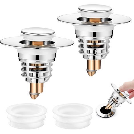 APEX Universal-Waschbeckenablaufstopfen, Pop-Up-Waschbeckenablaufstopfen mit 2 Dichtungen für Badewanne, Küche, Spüle (Ablaufloch 32–42 mm), Spülbeckenstopfen (1/5)