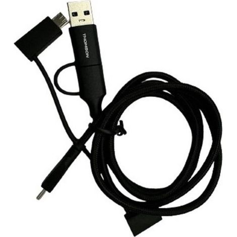 Cable de carga y datos Thomson 1,5 m 2,4A 60W Triple conector Micro‑USB Lightning USB‑C