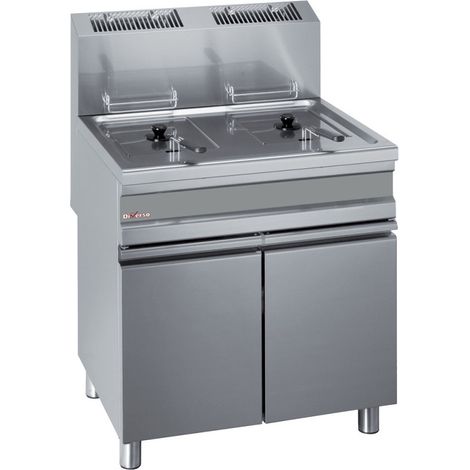 Friteuse gaz 2 cuves 15 litres sur armoire - Diverso