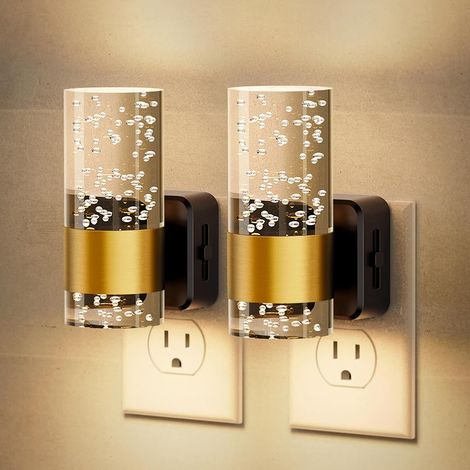 Lámpara nocturna LED acrílica, blanco cálido 3000K, ideal para pasillos, baños, escaleras y dormitorios Instalación con enchufes (paquete de 2) (1/5)