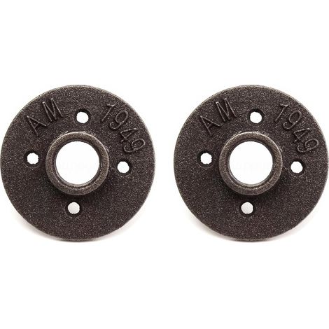Lot de 2 brides de sol DN20 en fonte malléable pour tuyau de 80 mm de diamètre extérieur avec 4 trous style industriel vintage (1/5)
