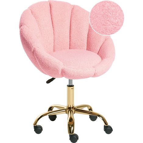 Schreibtischstuhl ANNABELLE Bouclé Rosa (1/5)