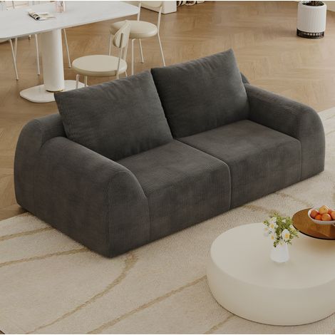 Sofá loveseat sin estructura de 190 cm en tejido chenilla gris oscuro, sin montaje, OKWISH (1/5)