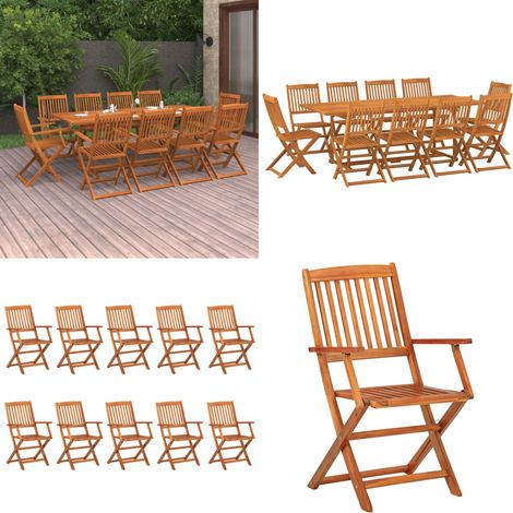 Ensemble à manger de jardin 11 pcs 220x90x75 cm bois d'acacia - Salon De Jardin - Mobilier De Jardin - Table De Jardin - Chaises De Jardin - Acacia - Home & Living