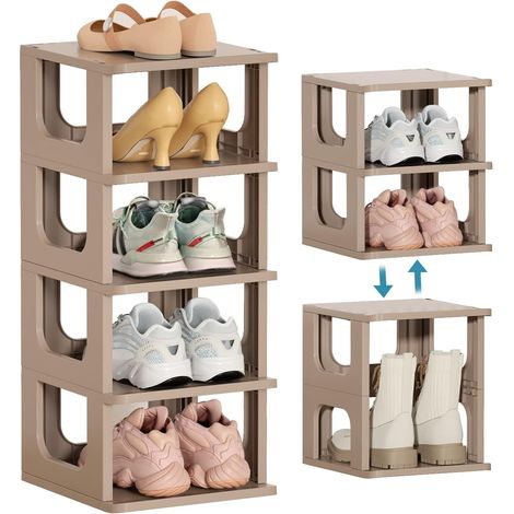 Etagere Chaussure - Porte Chaussures Empilable 5 Niveaux - Meuble Rangement Plastique Compact - 1 Unite