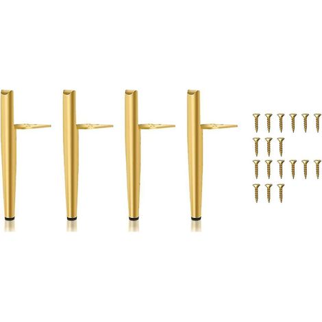 Pieds de meubles, hauteur 14 cm, métal doré, supportant une charge maximale de 600 kg. Pieds de meubles pour canapé et meuble de rangement. (1/5)