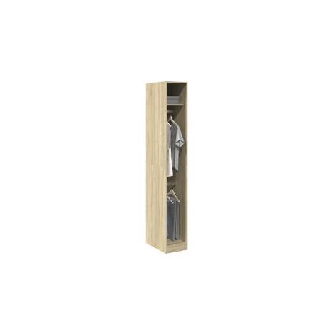 Armoire dressing 2 penderies 1 étagère 30cm - Collection Laker-Chêne clair (1/5)
