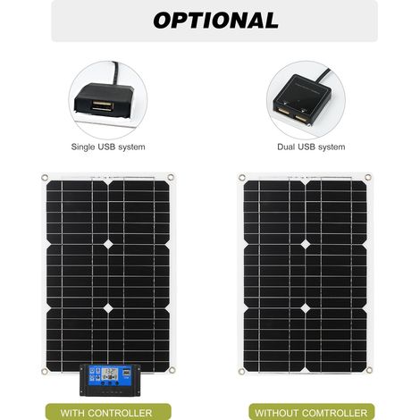 Ortviai Panneau Solaire 18 W 12 V Monocristallin Étanche IP65 avec Contrôleur et Câbles SAE pour Camping, Van, Bateau (1/5)