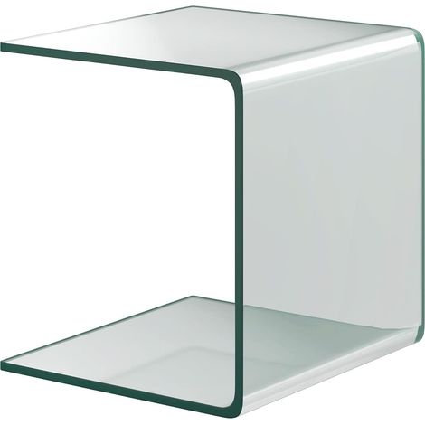 COSTWAY Tavolino da Salotto in Vetro Temperato, Tavolino con Bordi a Cascata & Piedini Antiscivolo, Tavolino Moderno per Camera da Letto, Soggiorno, Ufficio e Hotel, 45 x 45 x 41 cm (1/5)