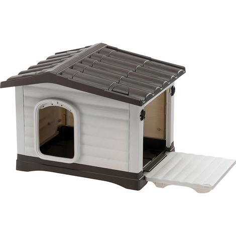 Niche chien d'extérieur Dogvilla 60 – Matériau plastique résistant aux chocs et UV – Paroi latérale ouvrante – Dimensions 58 x 48 x h 44 cm – Ferplast (1/5)