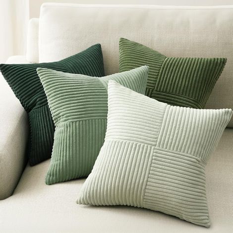Topfinel Housse Coussin 45x45 Vert Clair Dégradé Moulin à Vent Decoration Canape Salon Maison Interieure Lot de 4 pour Chambre Enfant Lit Jardin Déco Aesthetic Scandinave en Velours Côtelé Durable