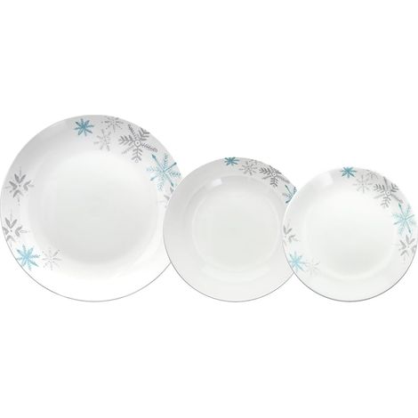 Servizio di Piatti da Tavola in Porcellana Madison Snowflake 18 Pezzi