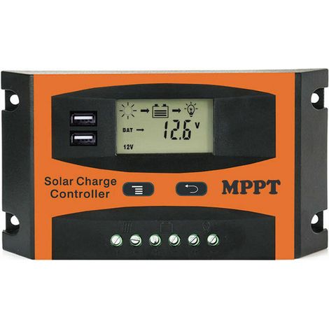 Solar- und Windregler, Solarregler automatisch erkannt, 12 Volt/24 Volt, Solarpanel-Batterieregler, Dual-LCD-Display, Solarregler, USB, 30 A