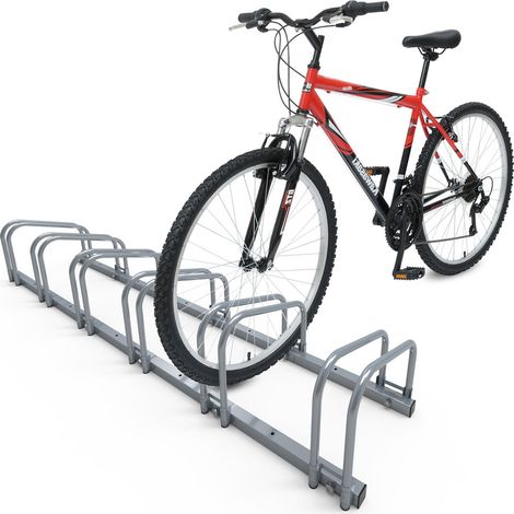 VOUNOT® Fahrradständer für 6 Fahrräder, Boden und Wandmontage, Aufstellständer Mehrfachständer, Silber