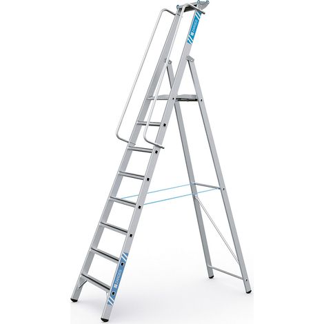 ZARGES, Escabeau en aluminium avec marche supérieure grand (1/2)