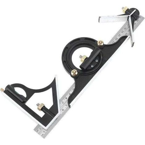 YMYNY 300MM multi-fonction rapporteur combinaison équerre règle en acier inoxydable outil de mesure professionnel charpentier outils (1/4)