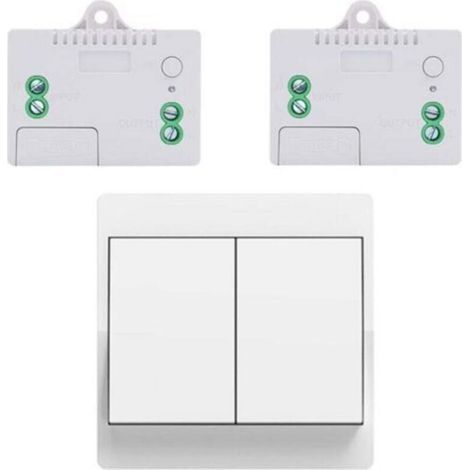 EU interrupteur sans fil sans piles kit interrupteur sans fil autoalimente va et vient sans fil sans pile radio interrupteur a distance eclairage domestique (EU 2Gang 1V2 A) (1/4)
