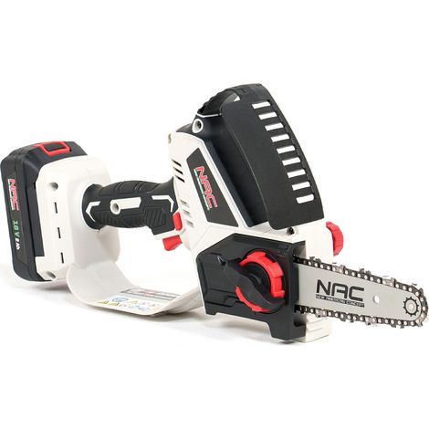 Sierra de Batería, herramienta para cortar ramas, 18 V, 152 mm de guía, velocidad de cadena 5,6 m/s, batería 2000 mAh, sistema sin herramientas (1/2)
