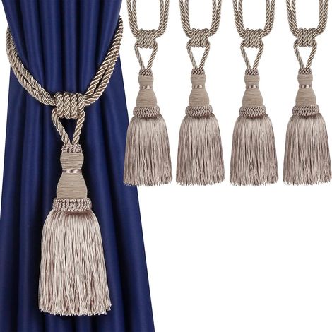 4 Embrasse de rideau, fait main avec pompons, polyester brillant, pour salon chambre