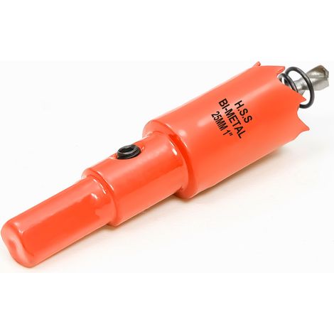 Scie cloche - 25 mm - Orange - Acier rapide HSS M42 bi-métal - Scie cloche avec tige hexagonale et foret avec profondeur de coupe de 30 mm - Pour bois, construction sèche et tôle métallique (1/5)