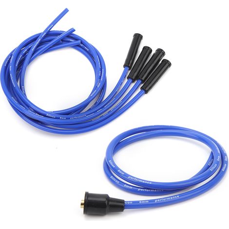 8-mm-Zündkabel, 1 m Länge, Hochleistungszündung, hocheffizientes Kabelset für 4-Zylinder-Motoren, Oldtimer, blau (1/5)