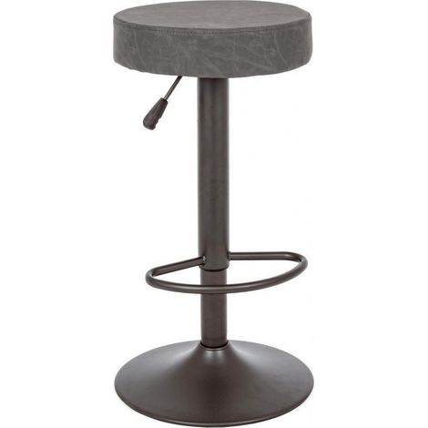 Sgabello Bar in Acciaio e similpelle, Nero/Grigio Scuro (1/4)
