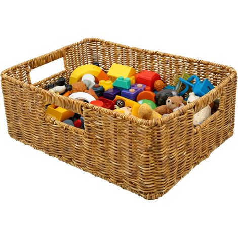 Paniers d'organisation - Boîte de rangement étanche  Panier d'organisation en rotin synthétique  Pour chambre à coucher, cuisine, armoire, buanderie, garde-manger, chambre d'étudiant, jouets