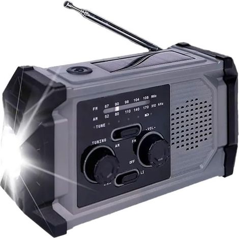 Batterie externe AM FM alimentée par radio solaire à manivelle de (1/5)