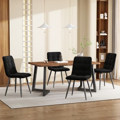 conjunto mesa y sillas comedor 4 plazas nogal MDF OKMYHOME (1/5)