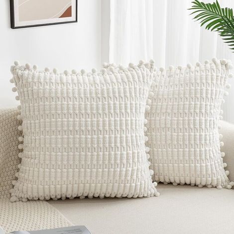 Lot de 2 Housses de Coussin 45x45 Velours Côtelé Housse Coussin de Canapé taie Coussin Canape Boho pour Chambre Maison Décoratives de Voiture Housse (1/5)