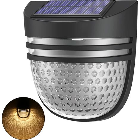 Lampes solaires d'extérieur, appliques murales solaires étanches, lampe de clôture solaire avec respiration/Mode constant pour jardin, cour, Patio (1/5)