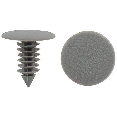 Lot de 50 Clips de Fixation et Rivets Sapin en Plastique Gris pour Voiture - Agrafes de Retenue pour Garnitures Intérieures, Moquette et Panneau de Porte (Trou de 8,5mm) (1/4)