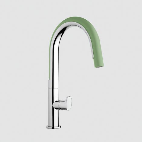 Miscelatore monocomando lavello cucina con doccetta in silicone colore verde Mamoli Cook 740800000V01 Cromo (1/5)