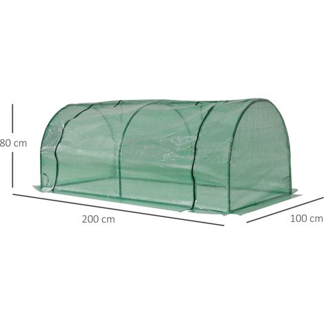 Serre de jardin avec fenêtre enroulable, bâche imperméable anti-UV sur structure en acier robuste, résistante au froid, pour balcon ou potager. Tunnel de culture 200x100x80 cm, idéale pour tomates, lé (1/5)