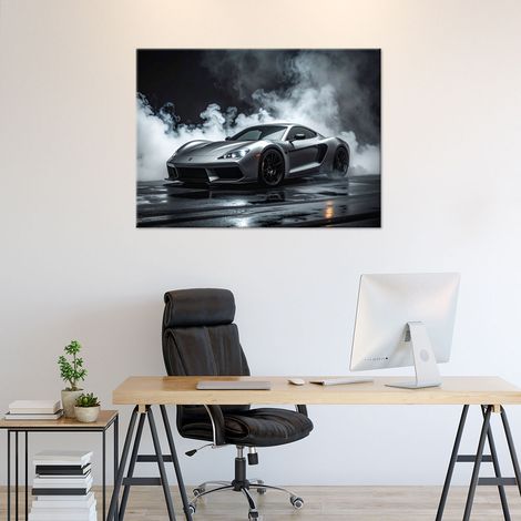 Wandbild Silberner Sportwagen 60x40 (1/4)