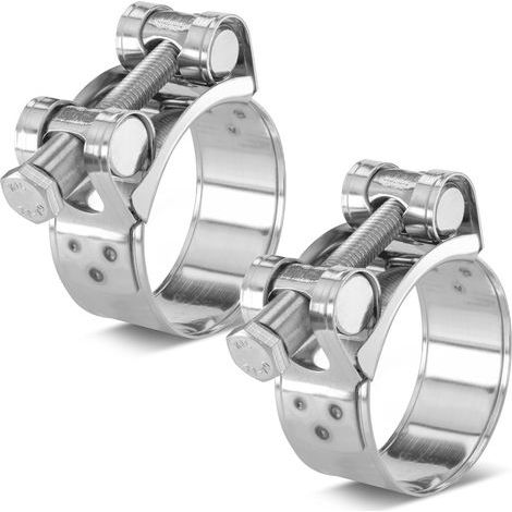 2-Piece Hose Clamp Set, Stainless Steel, T-Bolt, 40-43mm, For Pipe (1/5)