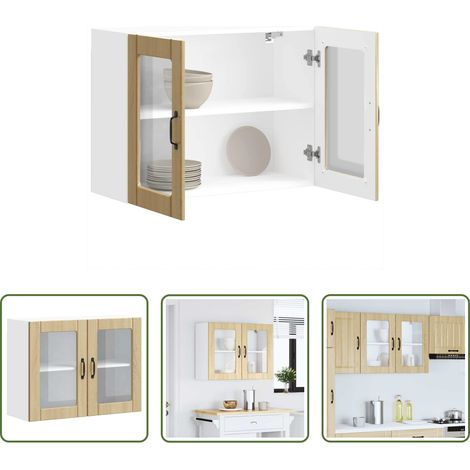 vidaXL Holzwerkstoff - Küchen-Hängeschrank mit Glastür Lucca Sonoma-Eiche Holzwerkstoff (1/5)