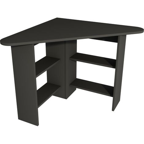Bureau d'angle gain de place avec étagères Corner - Anthracite (1/5)