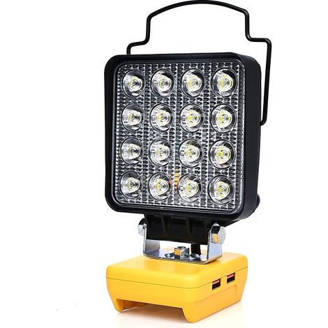 Projecteur portable LED sans fil 34W – 5000 lumens – Angle de rotation 110° – Chargeur USB intégré – Compatible batteries Dewalt 18V/20V (1/3)