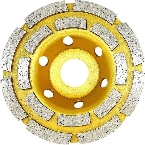 Disque Diamant, Diamant à Meuler Béton 100 x 22,2 mm Double Rangée, Meule Diamantée Universelle pour Poncer Béton, Pierre, Granit Chape, Maçonnerie, Usage Universel(Jaune) (1/4)