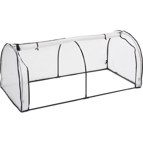 Serre de Jardin, Fer, Porte Enroulable avec Fermetures éclaires, bâche en PE, HLP : 80x100x200 cm, Blanc/Noir (1/5)