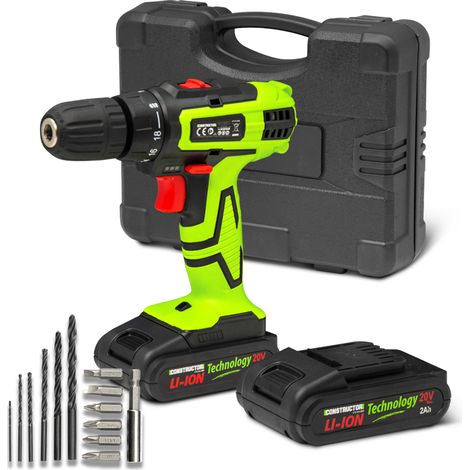 Perceuse-visseuse 20V lithium avec 2 batteries 2Ah – Chargeur rapide 1H – Couple max 28Nm pour perçage bois et métal – Constructor - lithium-2 (1/5)