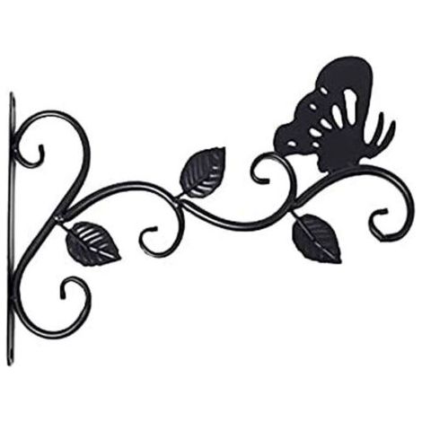 LaBlanc - Confezione da 1 supporto per piante sospese, gancio in metallo per piante da parete, antiruggine e robusto, a forma di farfalla, nero