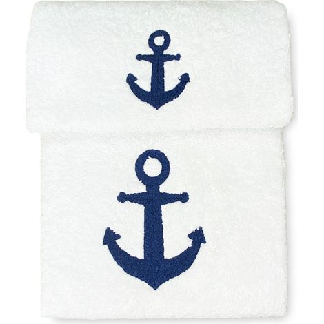 SET asciugamani ANCORA BLU puro cotone Made in Italy (1/5)