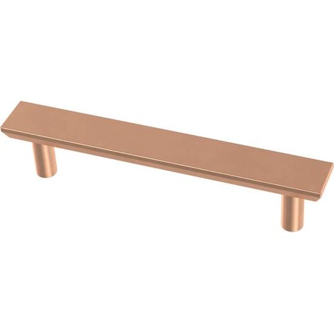 Lot de 10 poignées d'armoire chanfreinées simples en cuivre brossé avec trou central de 9,5 cm pour tiroir de cuisine, commode, quincaillerie pour meubles (1/5)