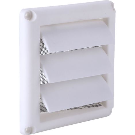 Grille aération plastique 15x15cm, bouche ventilation murale 3 volets avec moustiquaire, couvercle conduit air neuf (1/5)