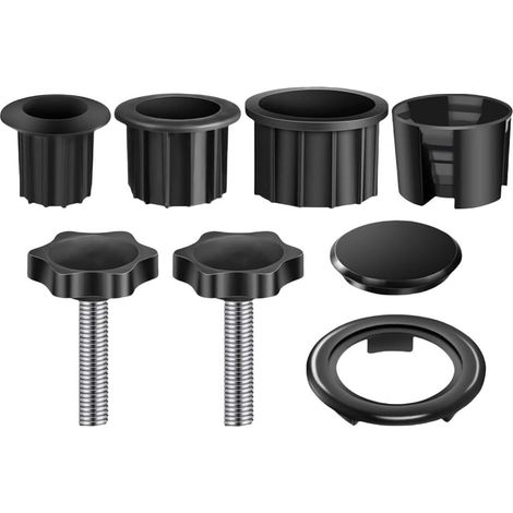 Bardusch - Lot de 3 bagues de réduction pour base de parasol en plastique 32/38/48 mm avec vis de fixation et cache trou - Accessoires robustes pour parasol